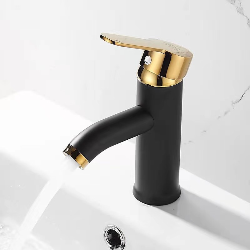 Stainless steel lacquered faucet, European black countertop basin faucet, bathroom cabinet, washbasin faucet Application Scenario
