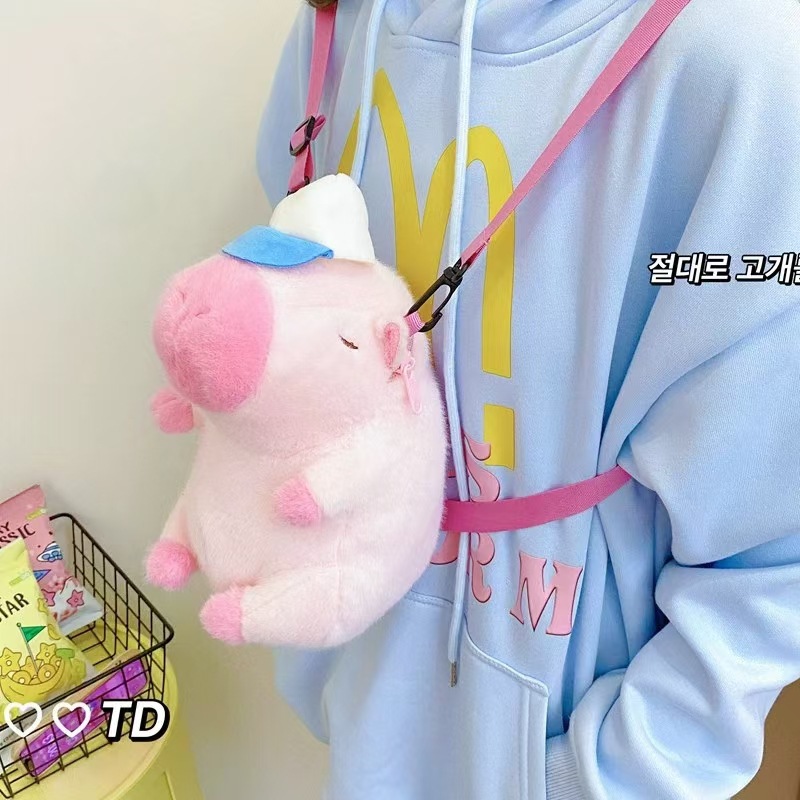 Capibara cute orange Capybara bag children's doll, double-shoulder crossbody backpack as a gift, claw machine doll Application Scenario