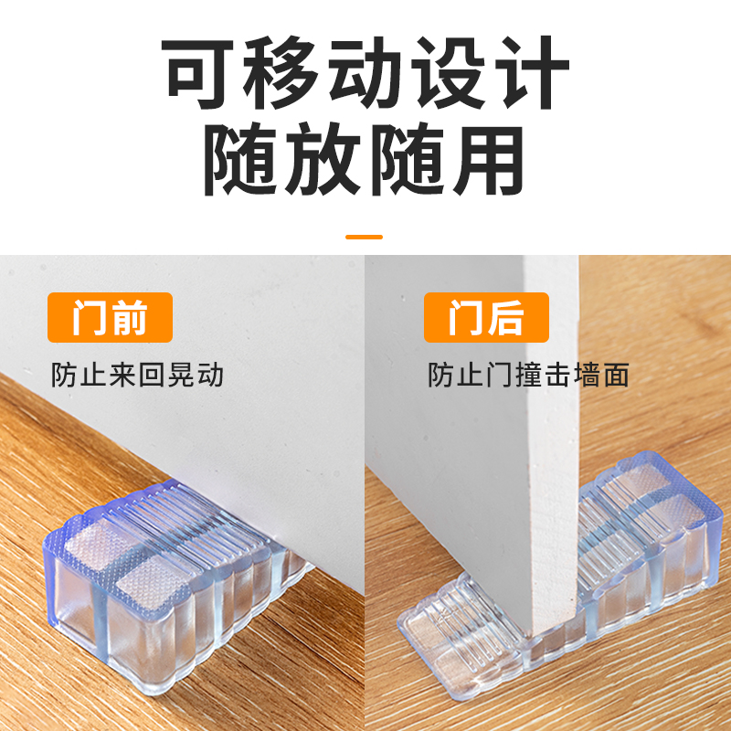 Safety door stopper, transparent anti-collision pad, door stop, top door suction, door clip, windproof fixed door stop, door plug, wedge, silicone Specification drawing