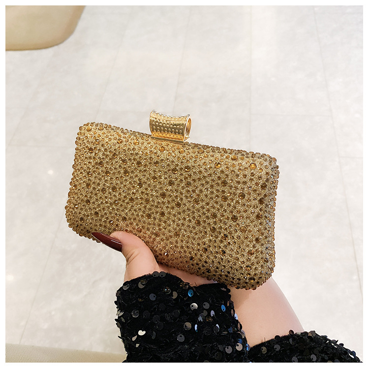 Cross-border ladies' glittering banquet bag, hot diamond lady's dinner bag, luxurious water diamond clutch bag, party evening dress bag Specification drawing