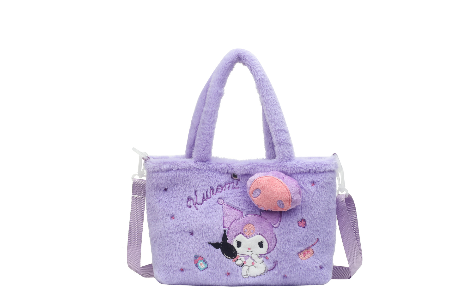 Cartoon plush crossbody bag, pink Melody Kuromi small bag, Hello Kitty single-shoulder bag, a handbag for girls Item Picture