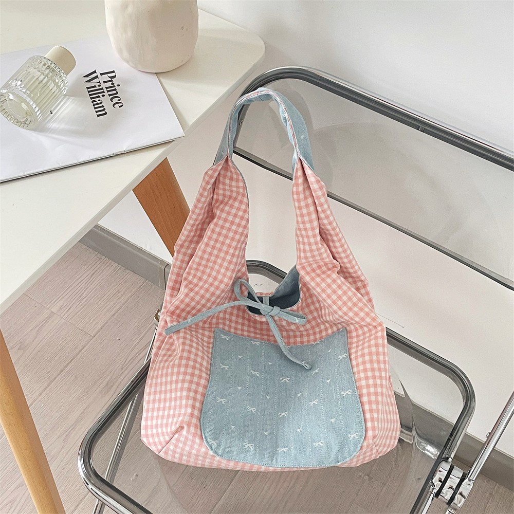 5712 Korean bow large-capacity bag, 2025 new dual-purpose commuter bag, simple and stylish, color-blocking underarm bag Specification drawing