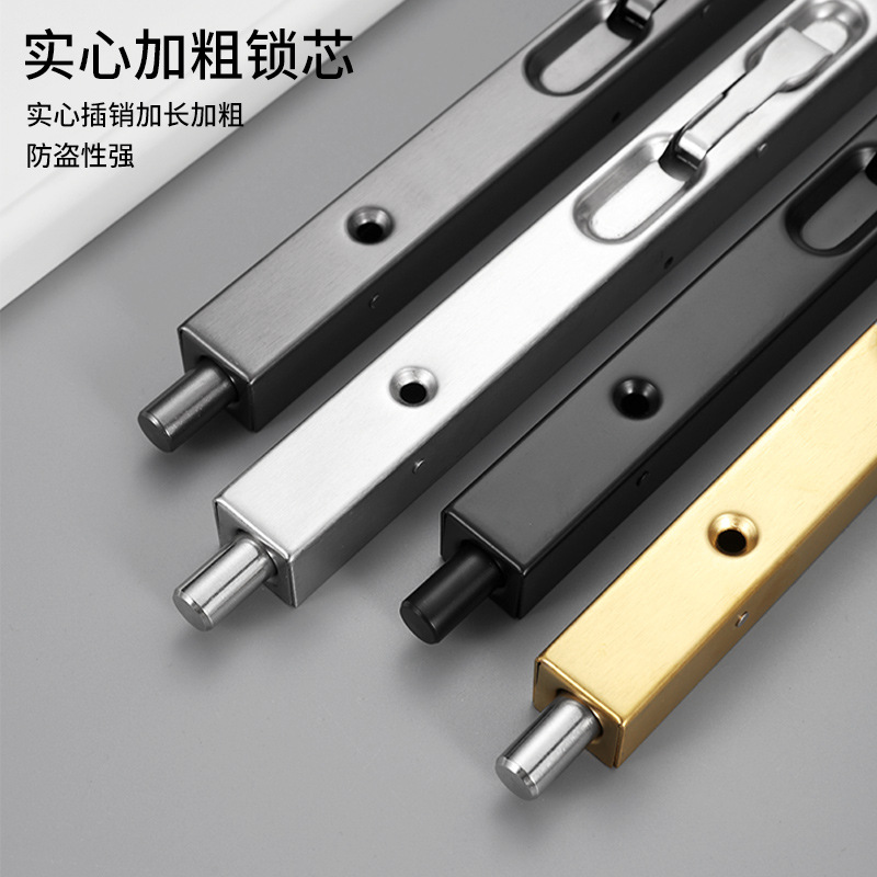 Stainless steel concealed latch box-type extended and thickened solid core latch top and bottom invisible double-opening double bolt anti-theft door details Picture