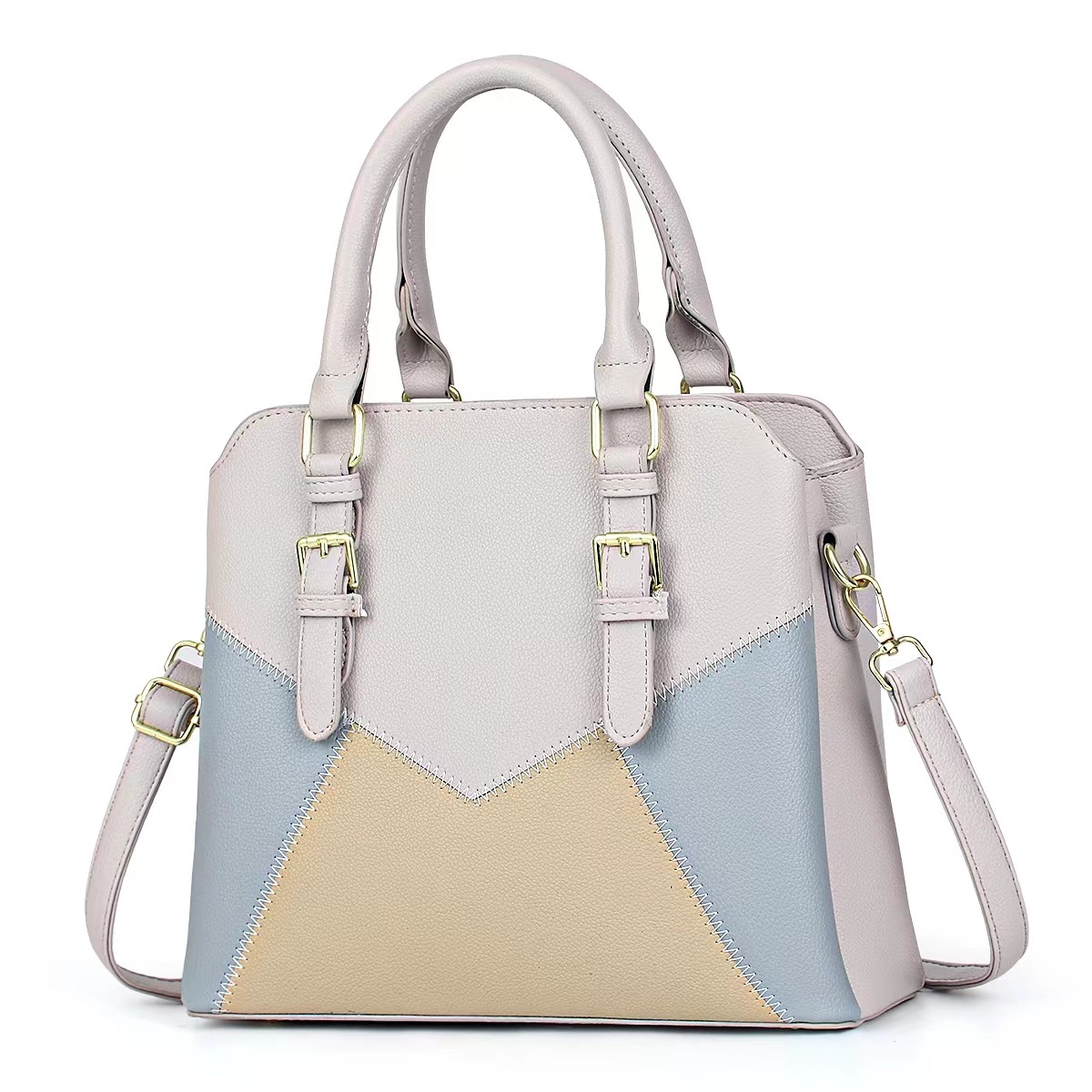 New 2024 cross-border women's bag, single-shoulder crossbody bag, large-capacity retro patchwork handbag for women, commuting bag Item Picture