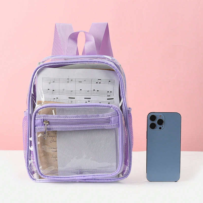 New cross-border transparent backpack, summer casual pvc backpack, jelly bag, large-capacity transparent student schoolbag details Picture