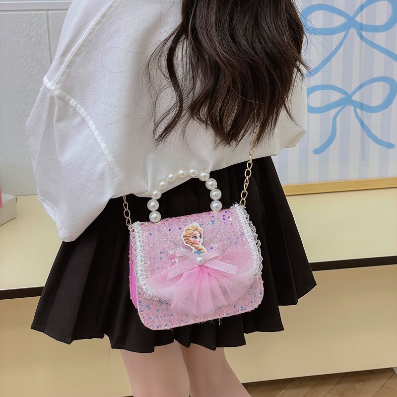 New children's bag, little girl pearl chain bag, handbag, fashionable and stylish princess, single-shoulder crossbody coin purse Specification drawing