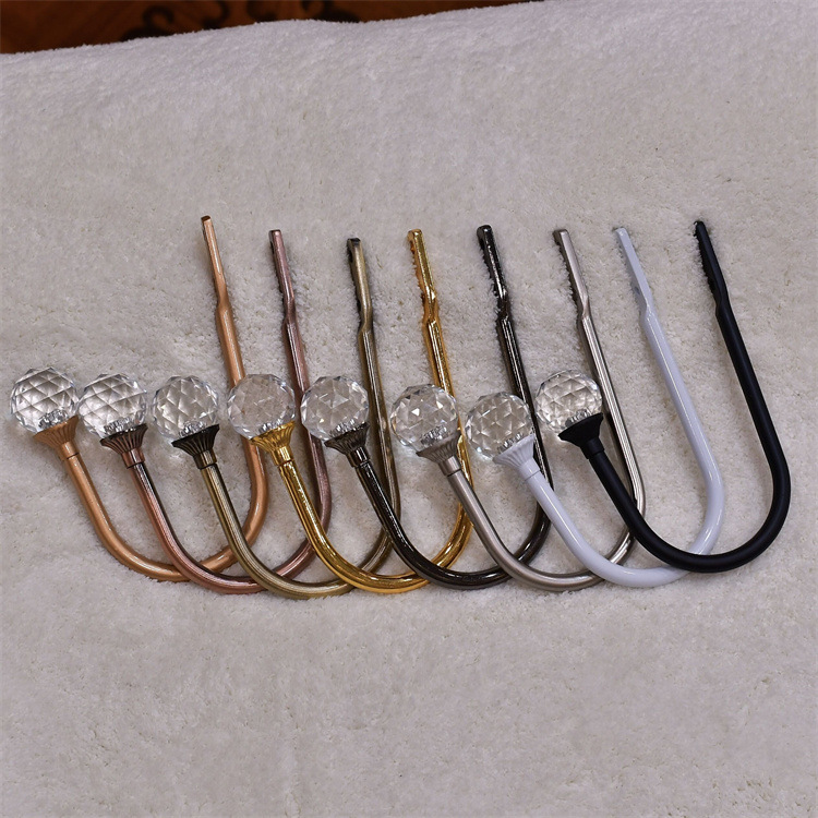 【 Yonghao Hardware 】 Wholesale of aluminum alloy simple small curved hooks, crystal curtain hooks and curtain hanging balls in stock full figure