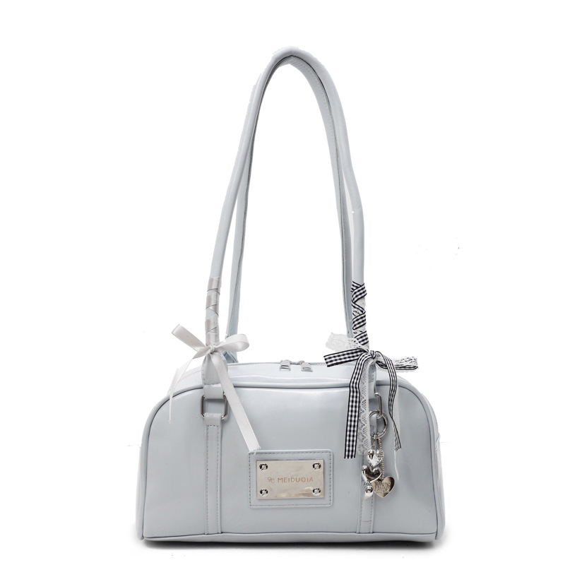 Trendy and versatile hand-held bowling bag for women 2025 New Korean version solid color casual and simple single-shoulder armpit bag Item Picture