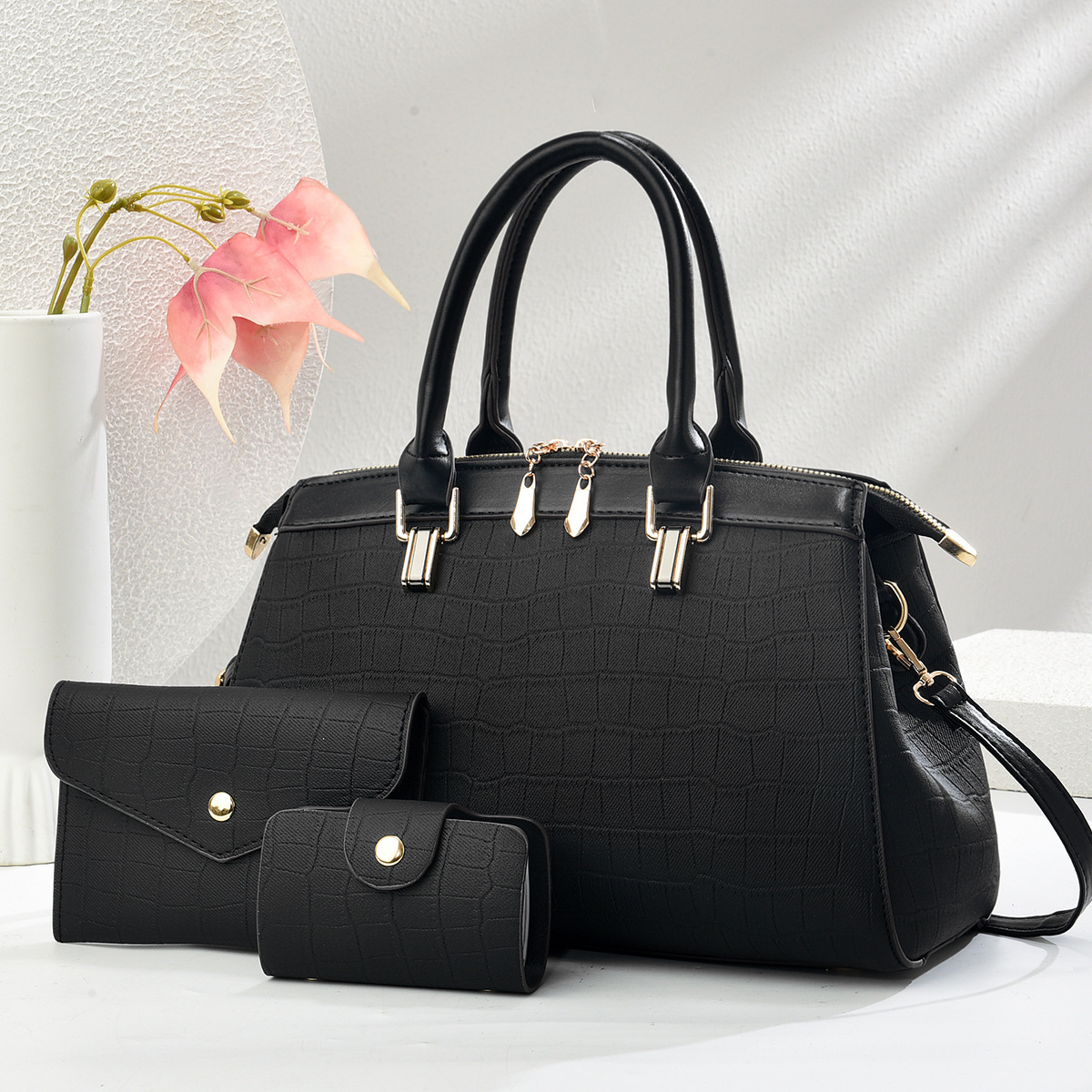Cross-border foreign trade three-piece set of mother and child bags, large-capacity women's new versatile zipper tote bag handbag full figure