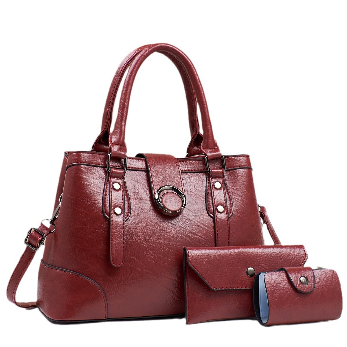 A new retro pattern patchwork fashionable three-piece set of mother-and-child bag with a high-quality and fashionable cross-border single-shoulder bag and a large-capacity crossbody bag Item Picture
