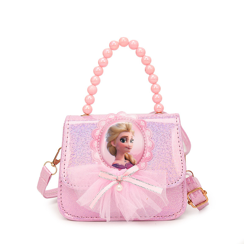 Princess Elsa's new children's crossbody bag, girls' fashionable single-shoulder bag, stylish little girl pearl bag Item Picture