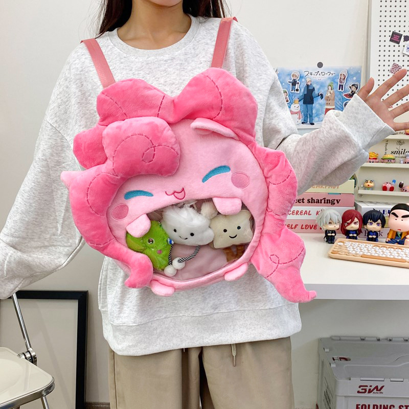 New cartoon pink pain bag, cute 2D backpack, girlish heart, large-capacity backpack, birthday gift wholesale full figure
