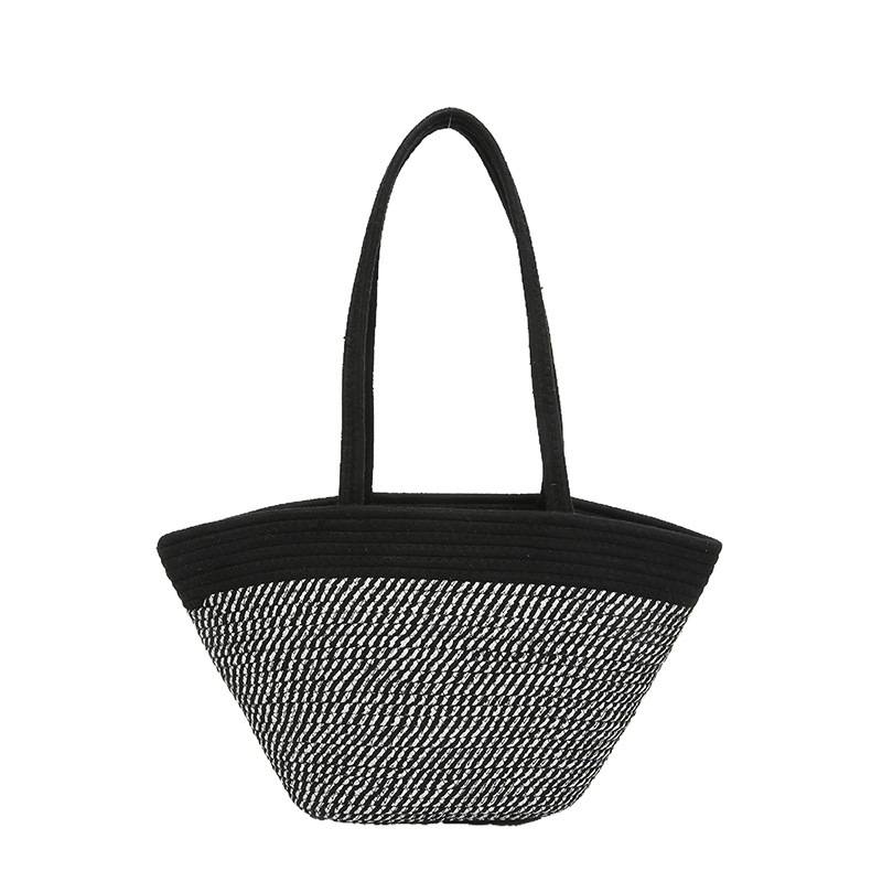 Spring trendy color-blocking straw woven bags, large-capacity bags, women's bags, 2024 new fashionable shoulder bags, woven tote bags Item Picture