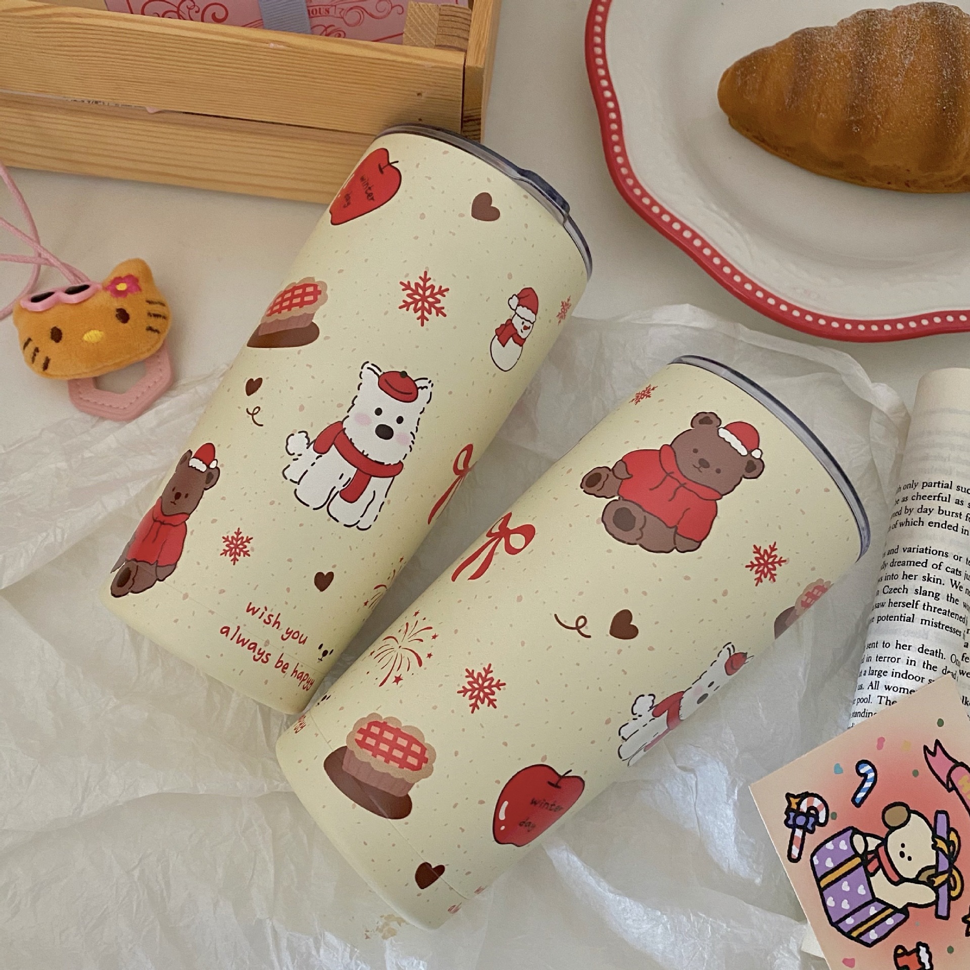 Super cute West Highland dog insulated cup, stainless steel coffee cup, insulated cup, straw, large capacity, high appearance level water cup details Picture