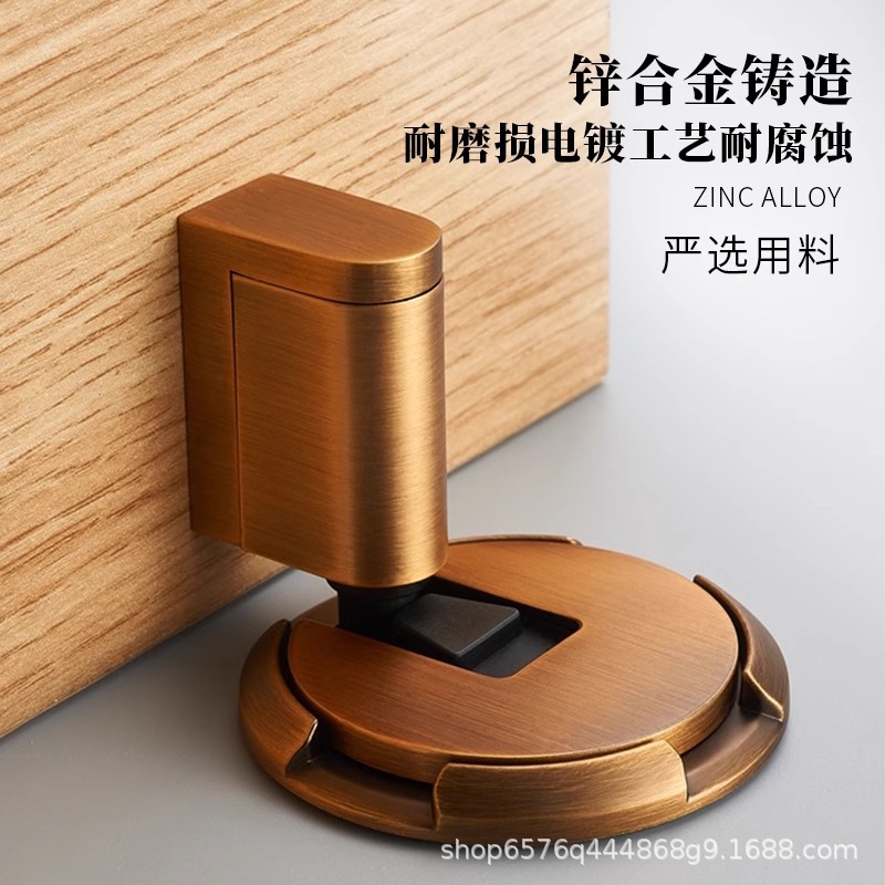 The new mechanical invisible bathroom door stopper with windproof floor suction and anti-collision features is designed for the rear top door to hit the door stop without the need for drilling Specification drawing