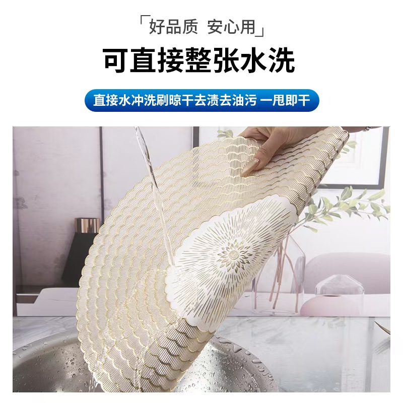 Cross-border circular PVC placemats, high-end, light luxury, heat-resistant and heat-insulating pads, household Western-style placemats factory wholesale