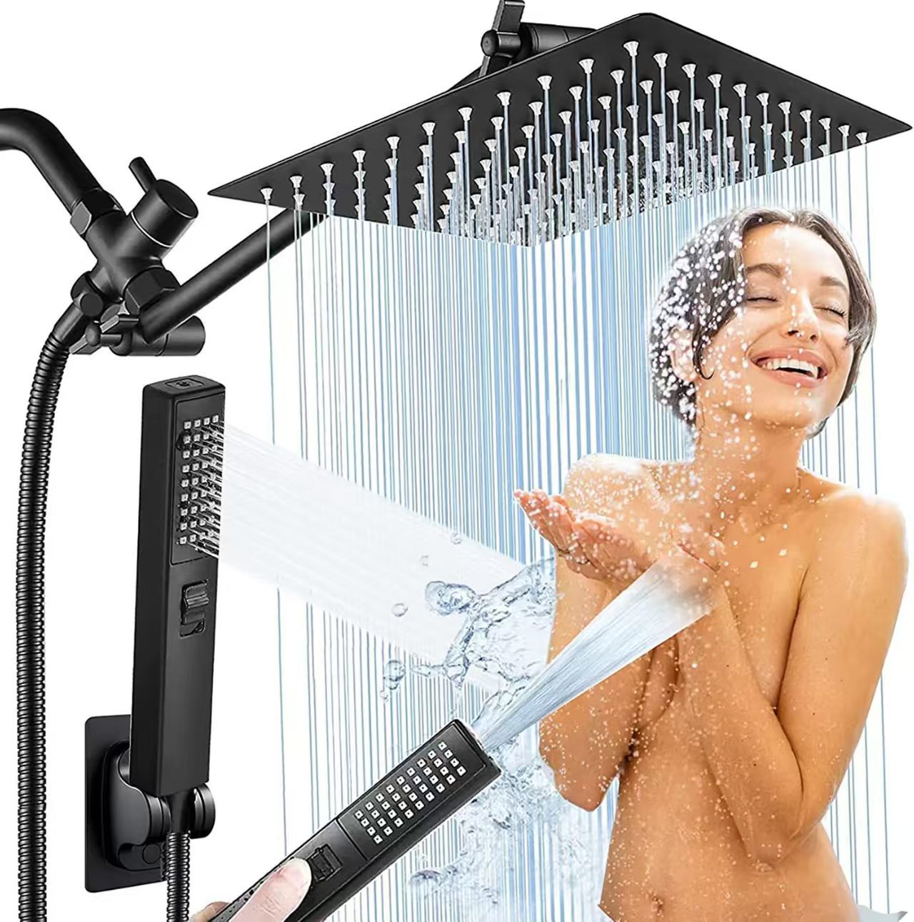 Cross-border Amazon pressurized shower head set, 8-inch and 10-inch top shower head combination, household rain shower head Item Picture