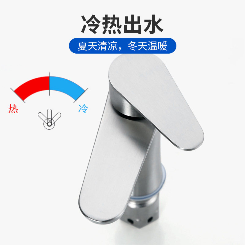 304 stainless steel washbasin faucet, Xiaoman Yao cold and hot household bathroom washbasin, washbasin, single cold faucet Specification drawing