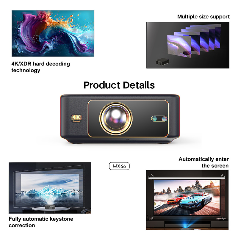 New foreign trade products: Pan-tilt ultra-high-definition projector, WiFi screen projection, home Android projector, portable home theater details Picture