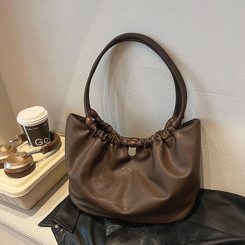 Fashionable pleated large-capacity tote bag for women 2024 new style simple and casual single-shoulder bag for work and commuting women Specification drawing