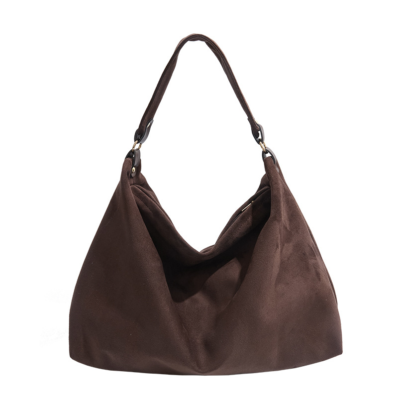 This 2024 new stylish, retro and versatile single-shoulder tote bag features a laid-back large-capacity suede pillow bag with a laid-back style Item Picture