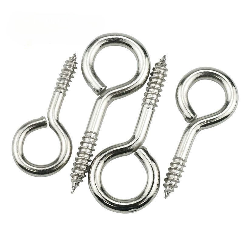 Nickel-plated sheep eye ring self-tapping screw hook lifting ring iron hook, sheep eye wood screw iron question mark sheep horn hook full figure