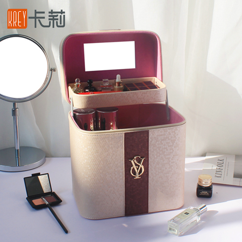 Large-capacity makeup bag, portable for women, popular Instagram style cosmetics storage bag, multi-functional and simple hand-held makeup box details Picture