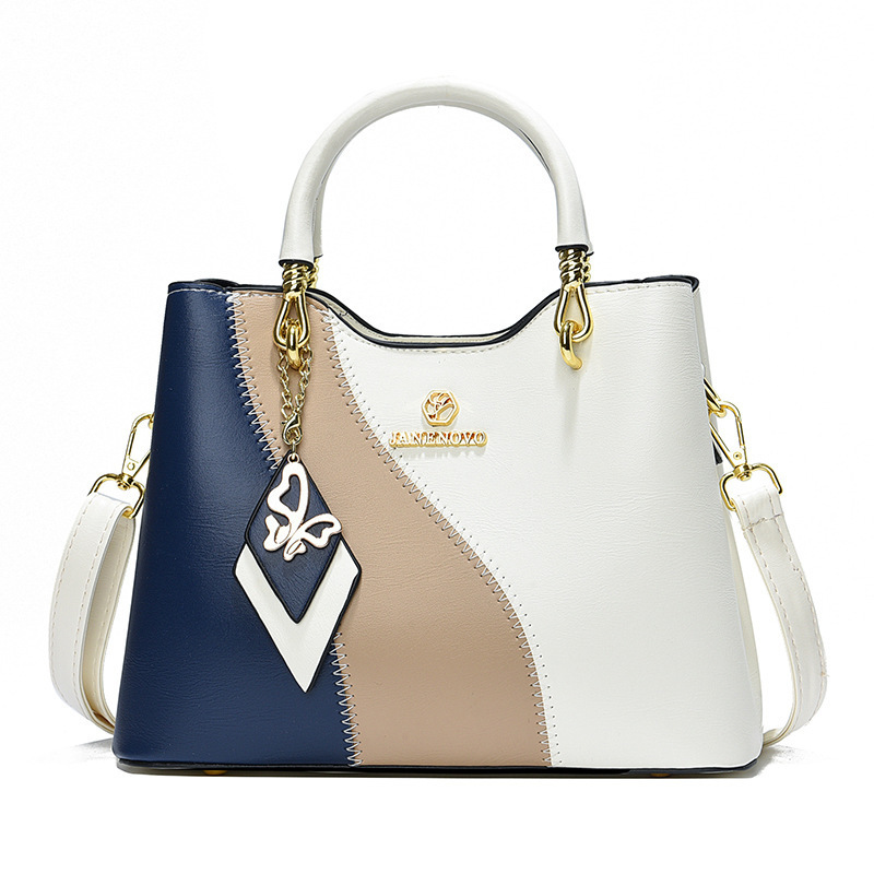 Color-blocked women's bag 2023 new style handbag, versatile and color-blocking large-capacity fashionable single-shoulder bag full figure