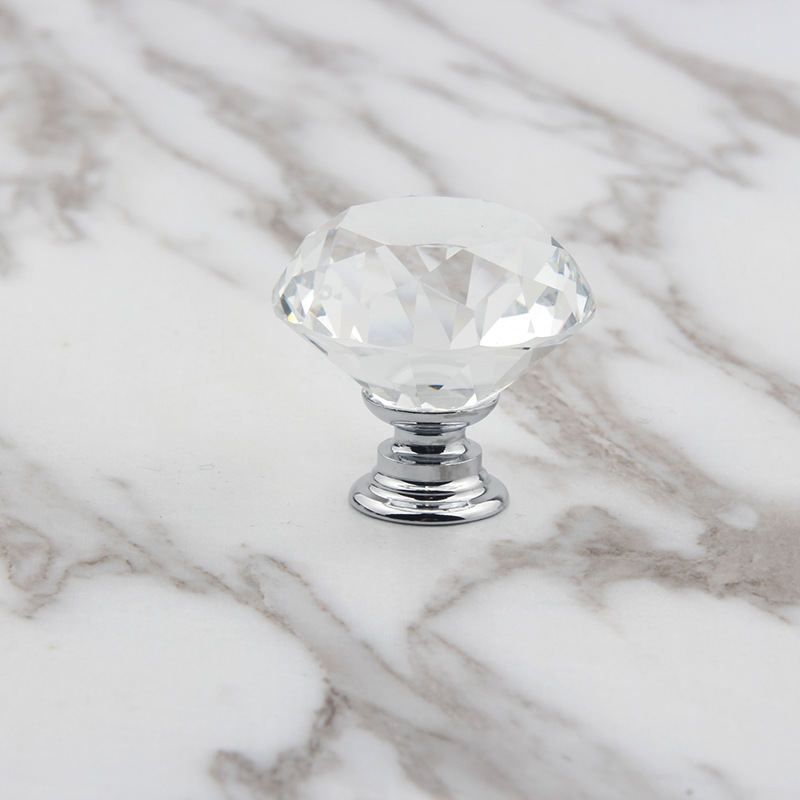 Wholesale crystal diamond 30mm single-hole knob handle, aluminum alloy pot lid accessories, glass door, Nordic handle details Picture