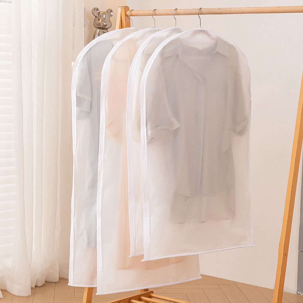 Side-opening zipper clothing dust cover, suit overcoat storage dust bag, waterproof and moisture-proof wardrobe hanging bag, thickened coat cover Application Scenario