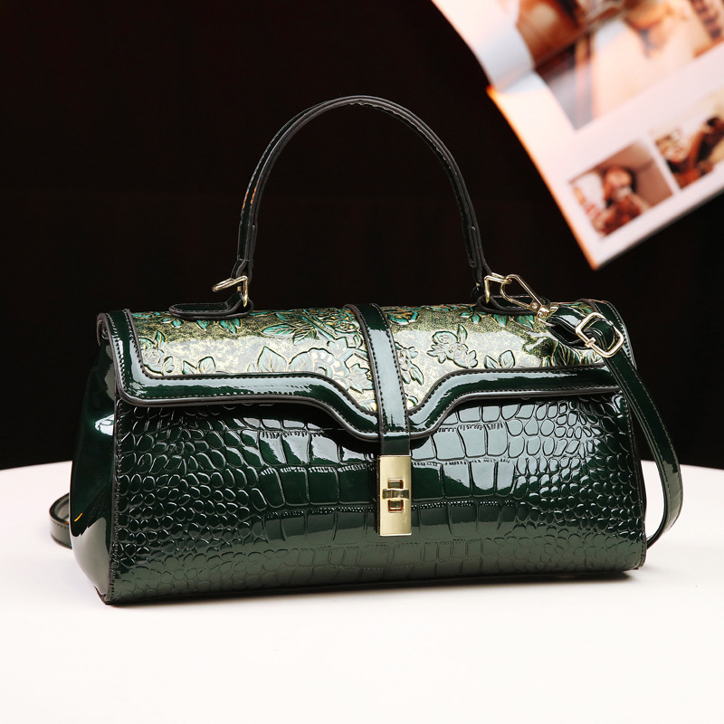 Shiny leather pillow bag 2024, women's bag, flip cover bag, noble print, trendy hand bag, shoulder bag with multiple layers, crossbody bag, mom full figure