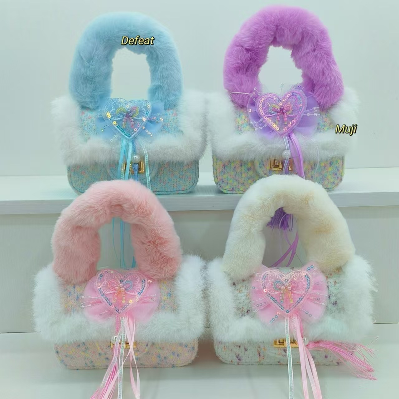 Chinese-style plush handbag, children's stylish and fashionable, little girl single-shoulder crossbody bag, small square bag, accessory bag, coin purse details Picture