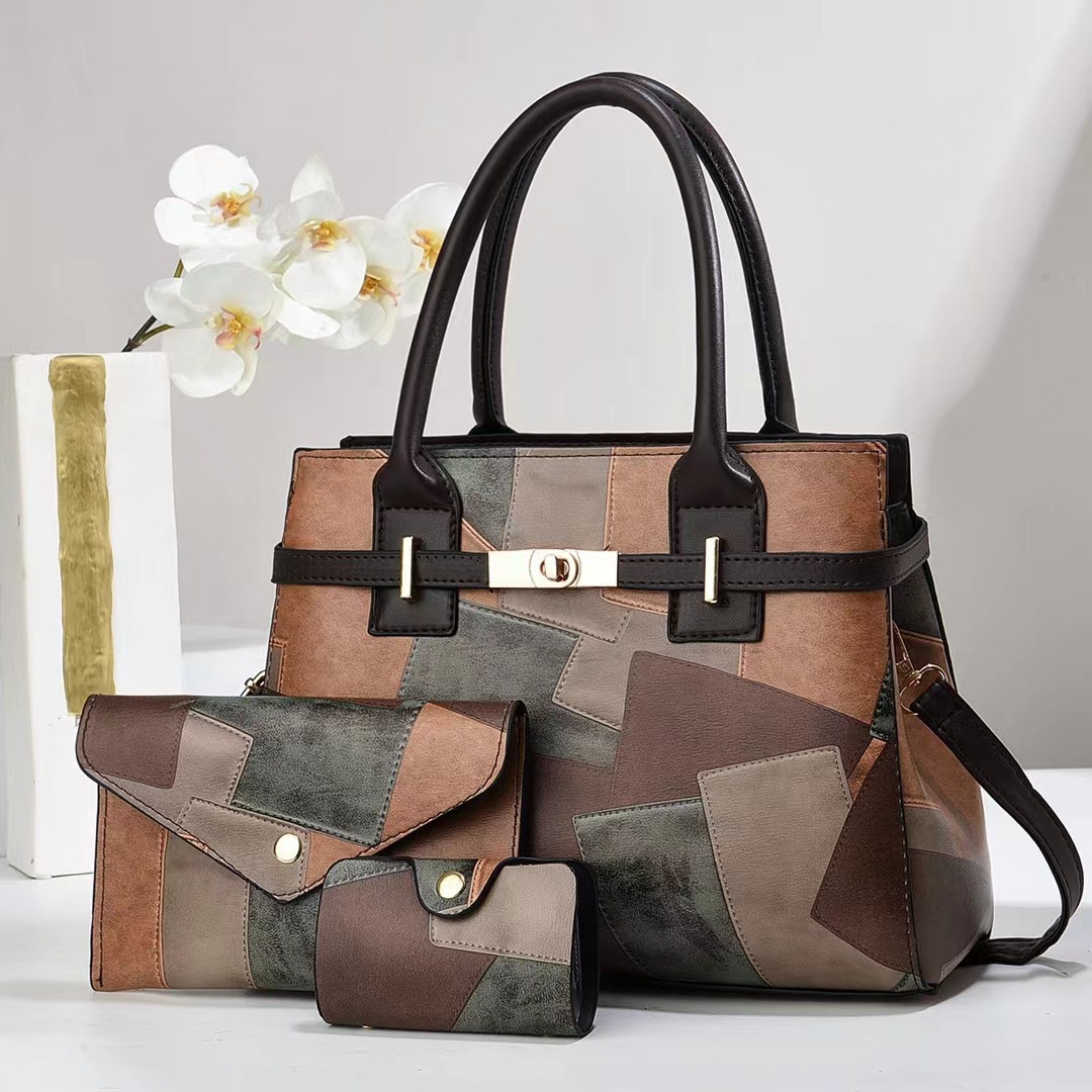 Commuter tote bag, large-capacity bag, women's bag, 2024 new trendy and fashionable three-piece set, single-shoulder crossbody bag full figure