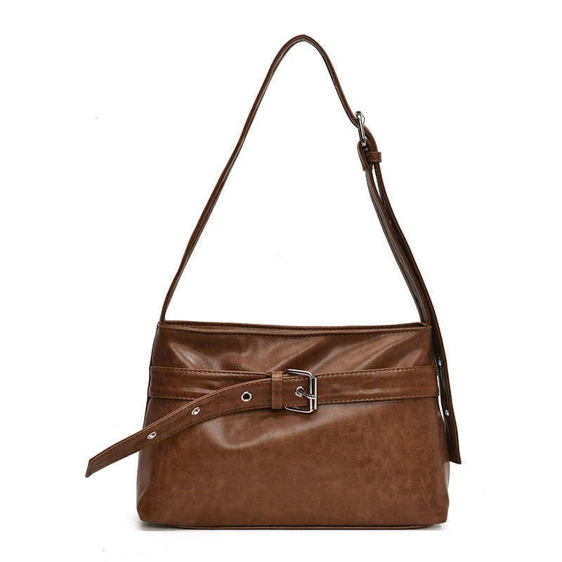 High-end retro trendy women's 2024 new model Maillard single-shoulder bag, large-capacity commuter crossbody tote bag Item Picture