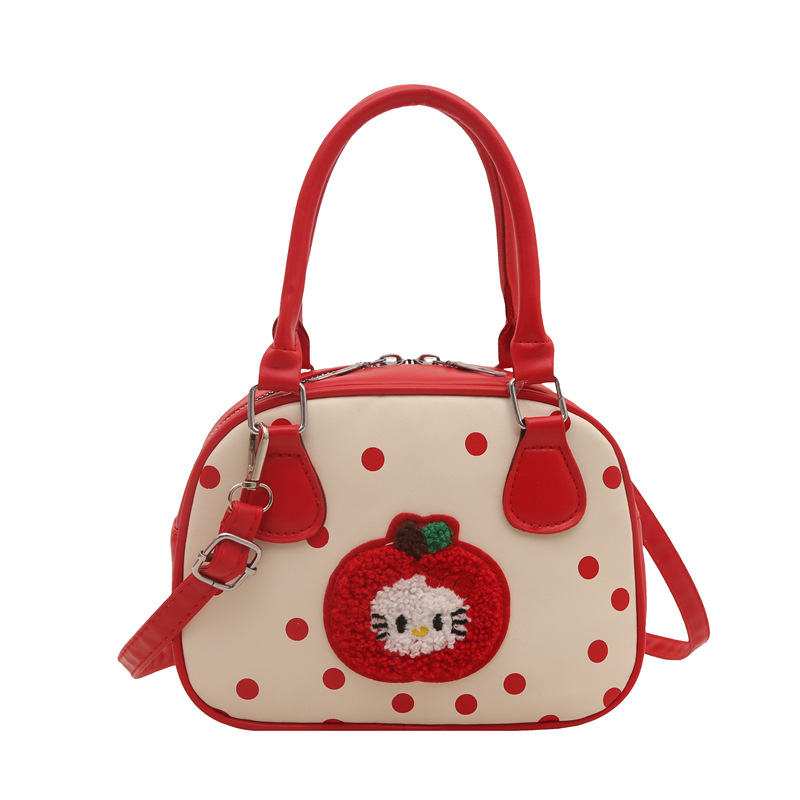 Cute little cat embroidery versatile small square bag, fresh and artistic single-shoulder bag, laid-back commuter single-shoulder bag for women Item Picture