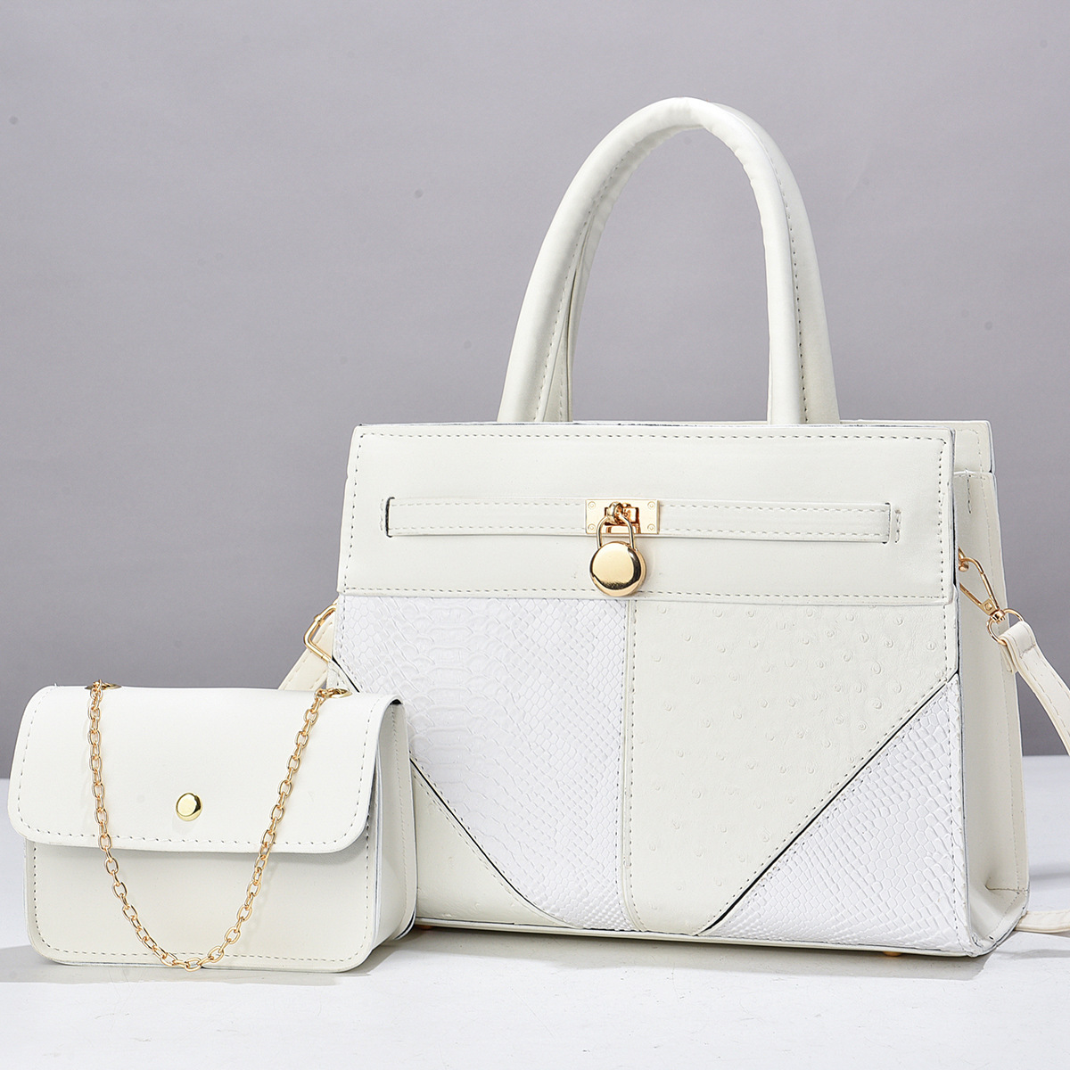 New embossed and spliced mother-and-child bag, fashionable and light luxury cross-border versatile handbag, large-capacity single-shoulder bag, one-piece consignment full figure