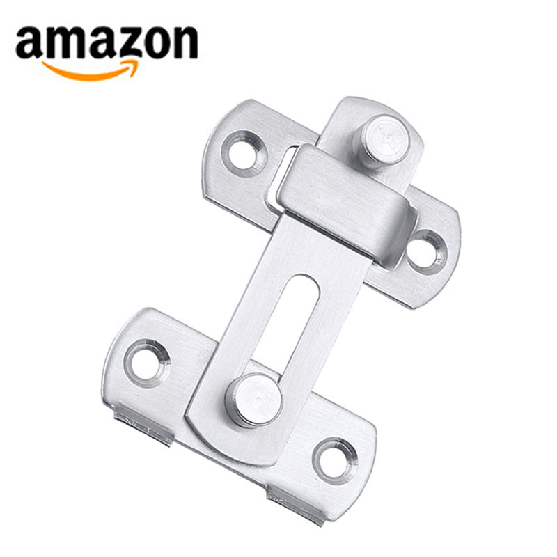Amazon lock latch stainless steel latch anti-theft sliding door bolt pet cage door lock 90-degree right-angle snap door latch Specification drawing