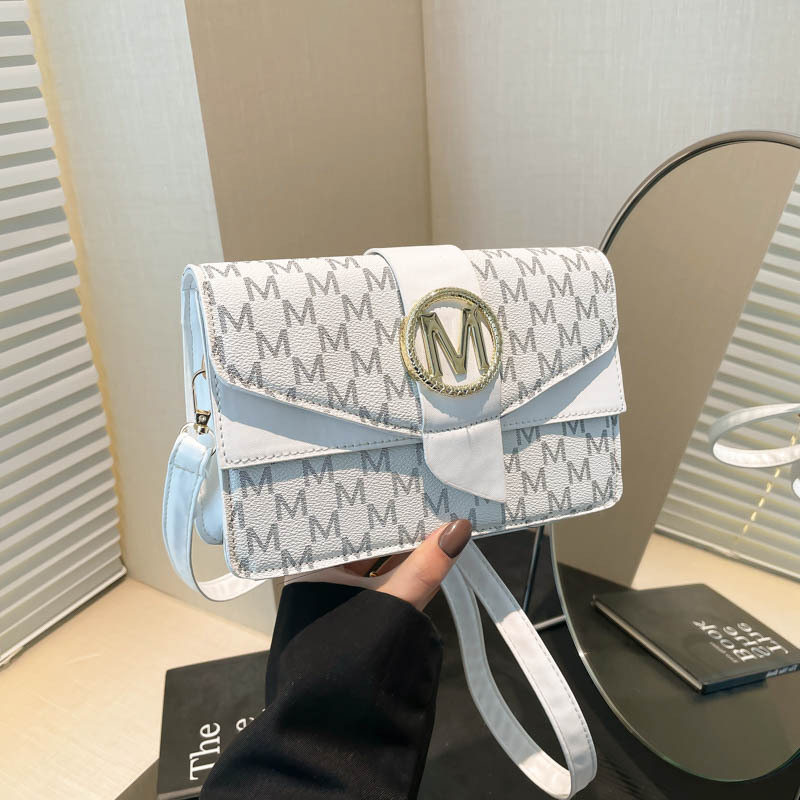 Spring versatile women's small design color-blocked letter women's underarm bag versatile and stylish PU women's small square bag full figure