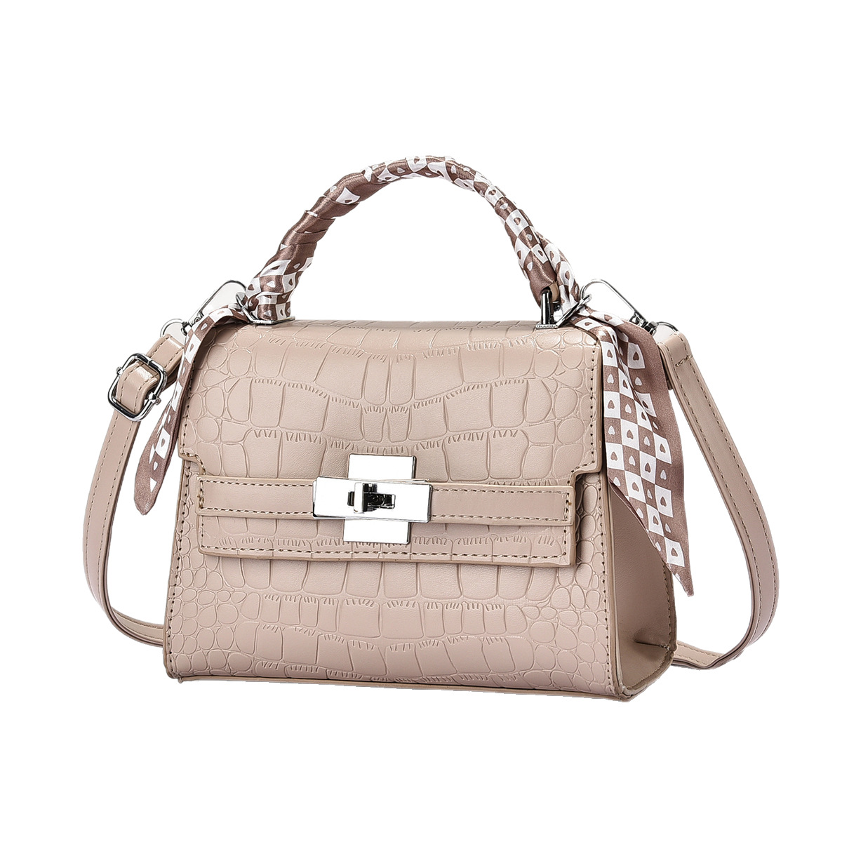 Cross-border quality Kelly Bag 2024 Autumn/Winter new handbag, crocodile pattern single-shoulder bag, simple and retro crossbody women's bag Item Picture