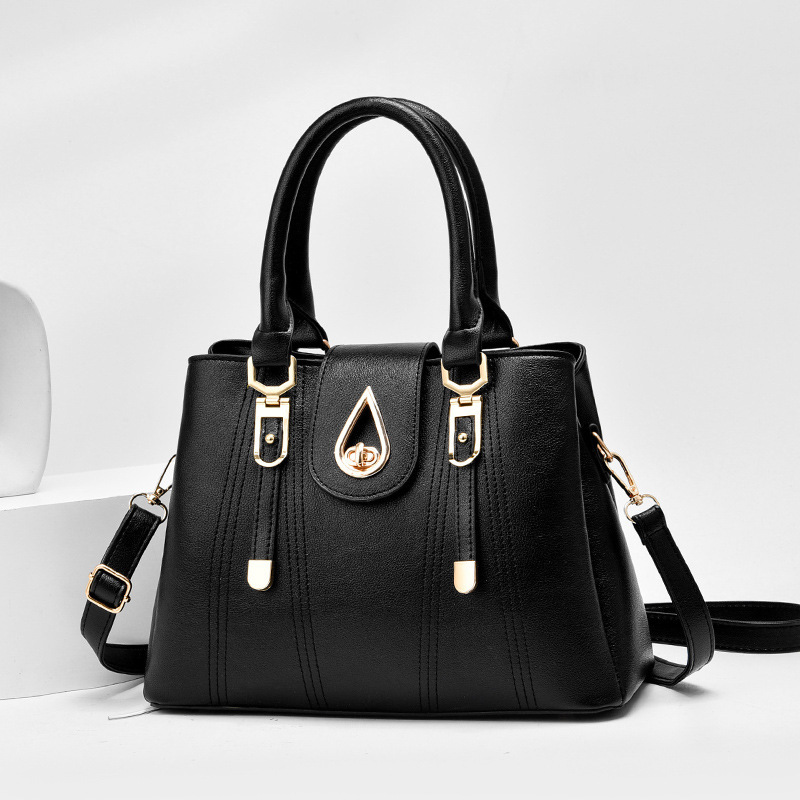 Single-shoulder handbag, simple bag, new cross-border fashion, large capacity bag, Korean style, elegant soft leather large bag full figure