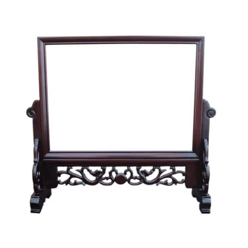 Redwood partition, solid wood screen, marble calligraphy and painting framing frame, screen, photo frame, display table, wooden table screen Specification drawing