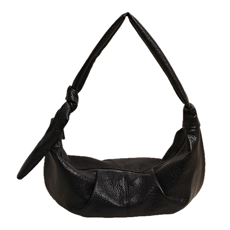 Soft pleated Korean-style laid-back large-capacity dumpling bag for women 2025 new casual solid color commuting single-shoulder crossbody bag Item Picture