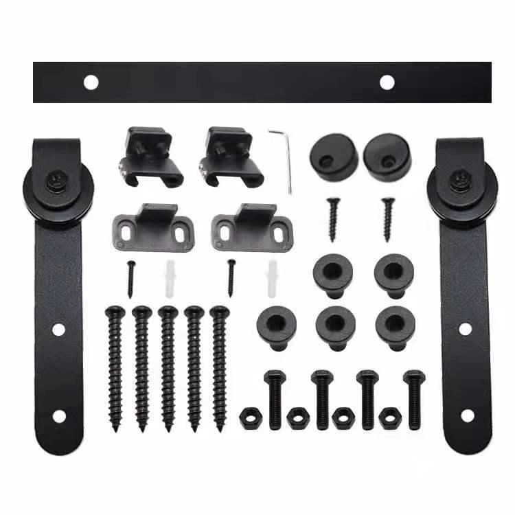 Mini barn door, hanging rail, cabinet hardware, black track, mobile hanging rail, barn door, carbon steel slide rail accessories Item Picture