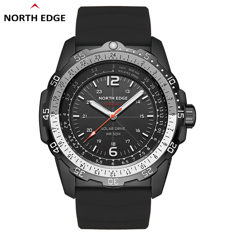Outdoor sports waterproof solar charging watch, light-powered luminous long-lasting swimming men's watch with speed measurement full figure