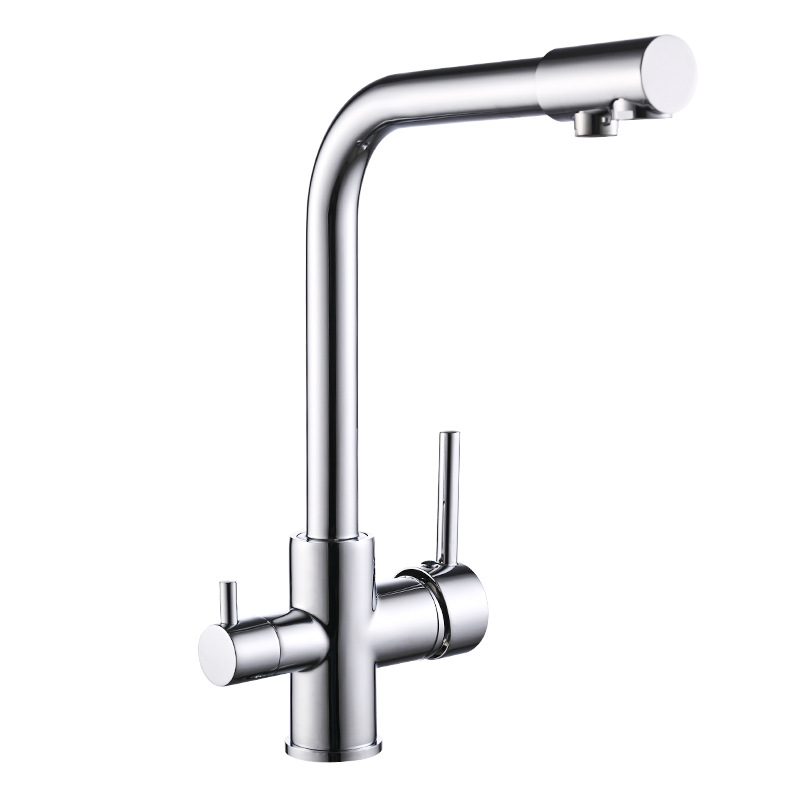 All-copper kitchen seven-character three-in-one water purifying faucet, direct drinking three-water faucet, multi-functional vegetable washing basin water purifying faucet Item Picture
