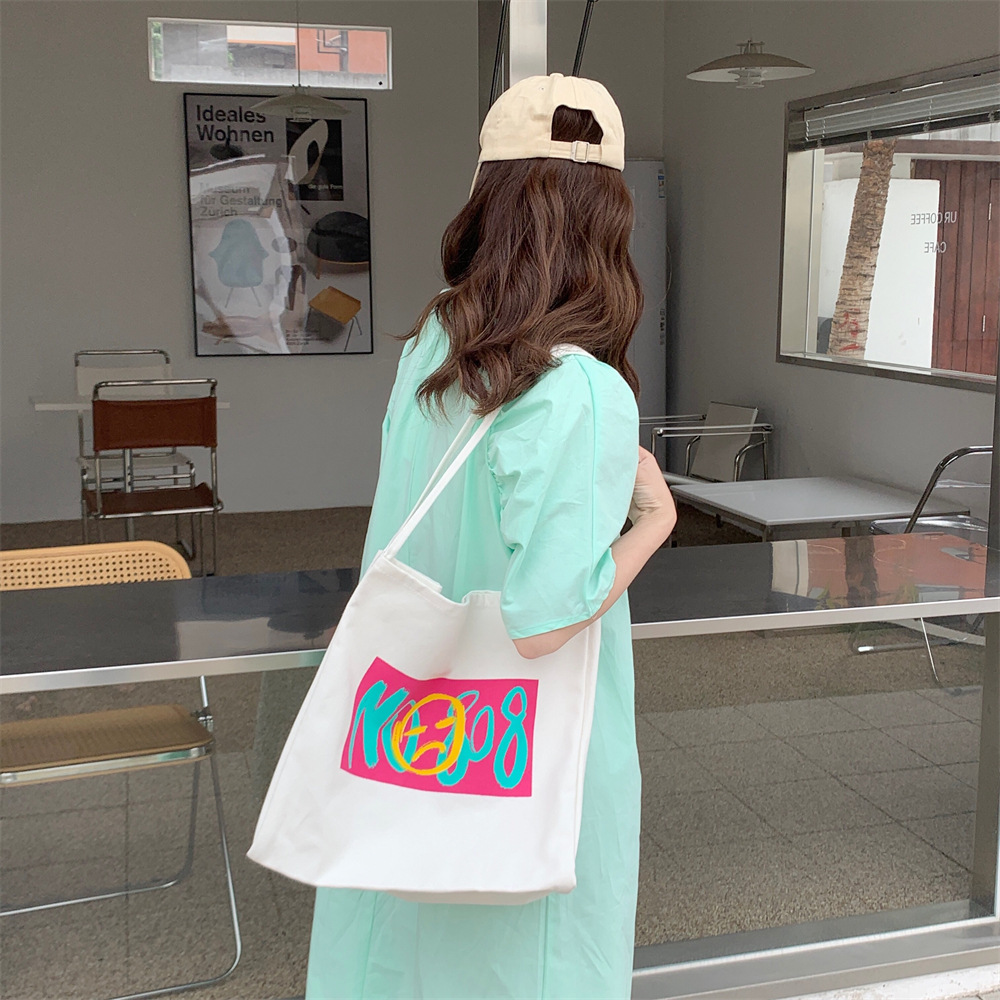 The new 14172 personalized printed large-capacity canvas bag is a student schoolbag and a single-shoulder bag for going shopping Specification drawing