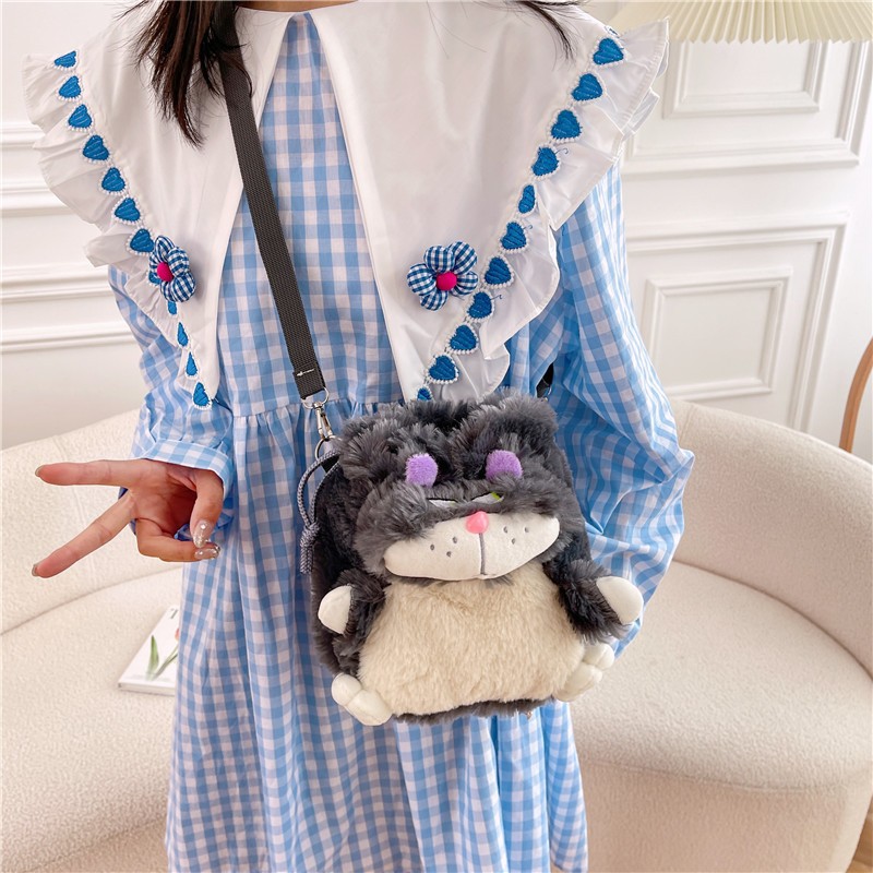 Cartoon Lucifer Cat Plush Toy Bag 2024 New Style Teenage Girl single-shoulder crossbody Bag Factory Direct Sale Application Scenario