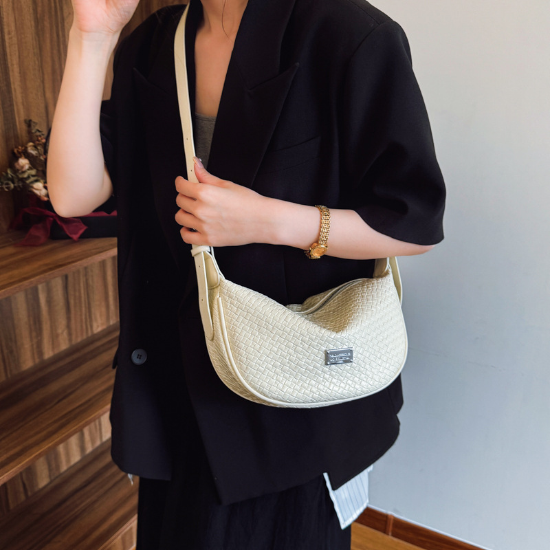 French design sense, retro and versatile dumpling bag, stylish and casual woven single-shoulder bag, retro and trendy crossbody women's bag Specification drawing