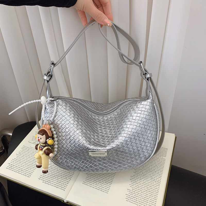 French design sense, retro and versatile dumpling bag, stylish and casual woven single-shoulder bag, retro and trendy crossbody women's bag full figure