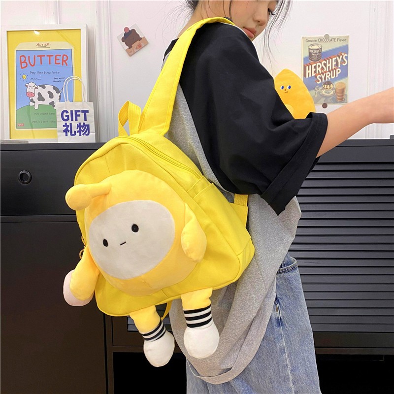 Cute egg doll bag 2023 New style bag, women's canvas bag, fashionable and versatile backpack, college student class bag full figure